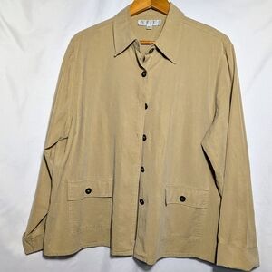 Women's Sutton Studio for Bloomingdales Cotton & Tencel‎ Shacket/sshirt, Tan XL